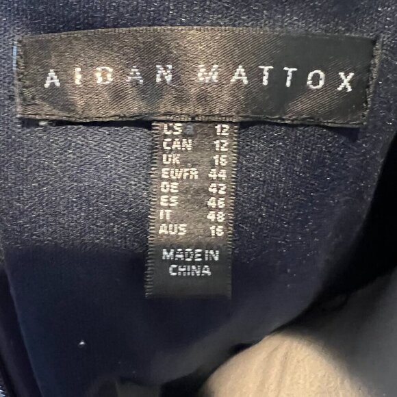 Aidan Mattox Navy Short Lace Beaded Sheath Cocktail Dress, Size 12 - Picture 15 of 16